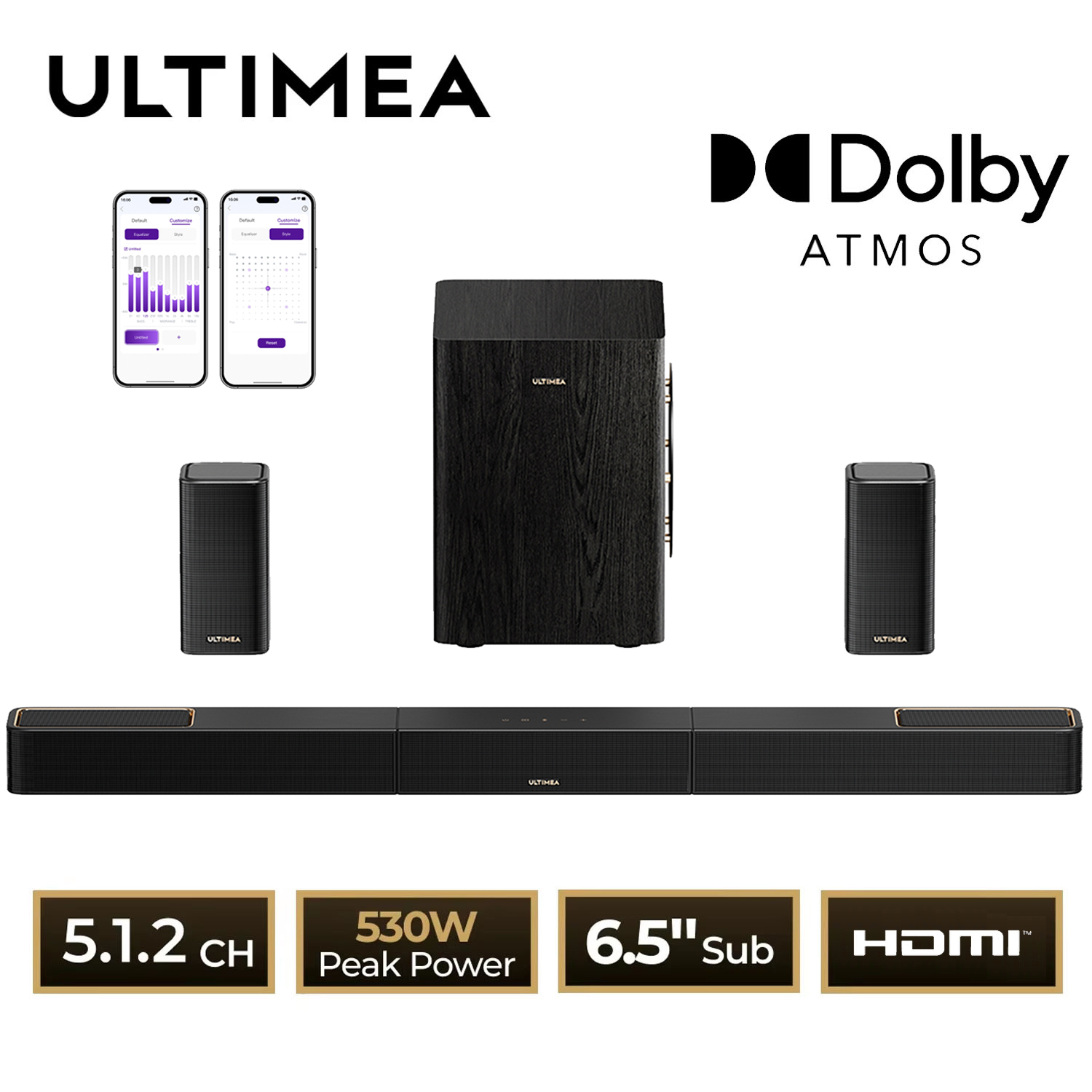 Home Cinema Dolby Atmos 7.1 - Саундбар ULTIMEA Skywave Series 5.1.2ch для