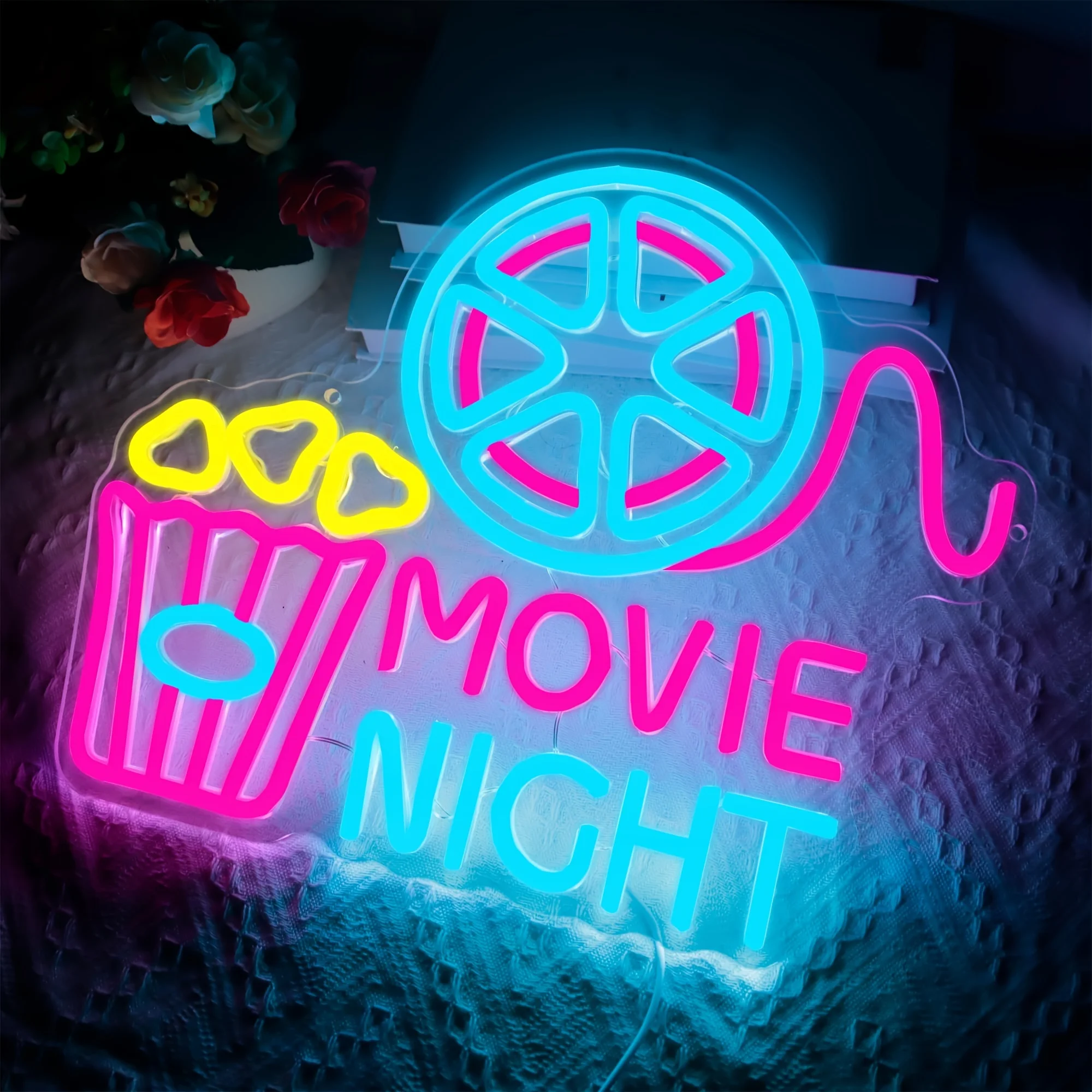 Home Cinema Wall Lights - Неоновая бумажная коробка с рисунком попкорна,
