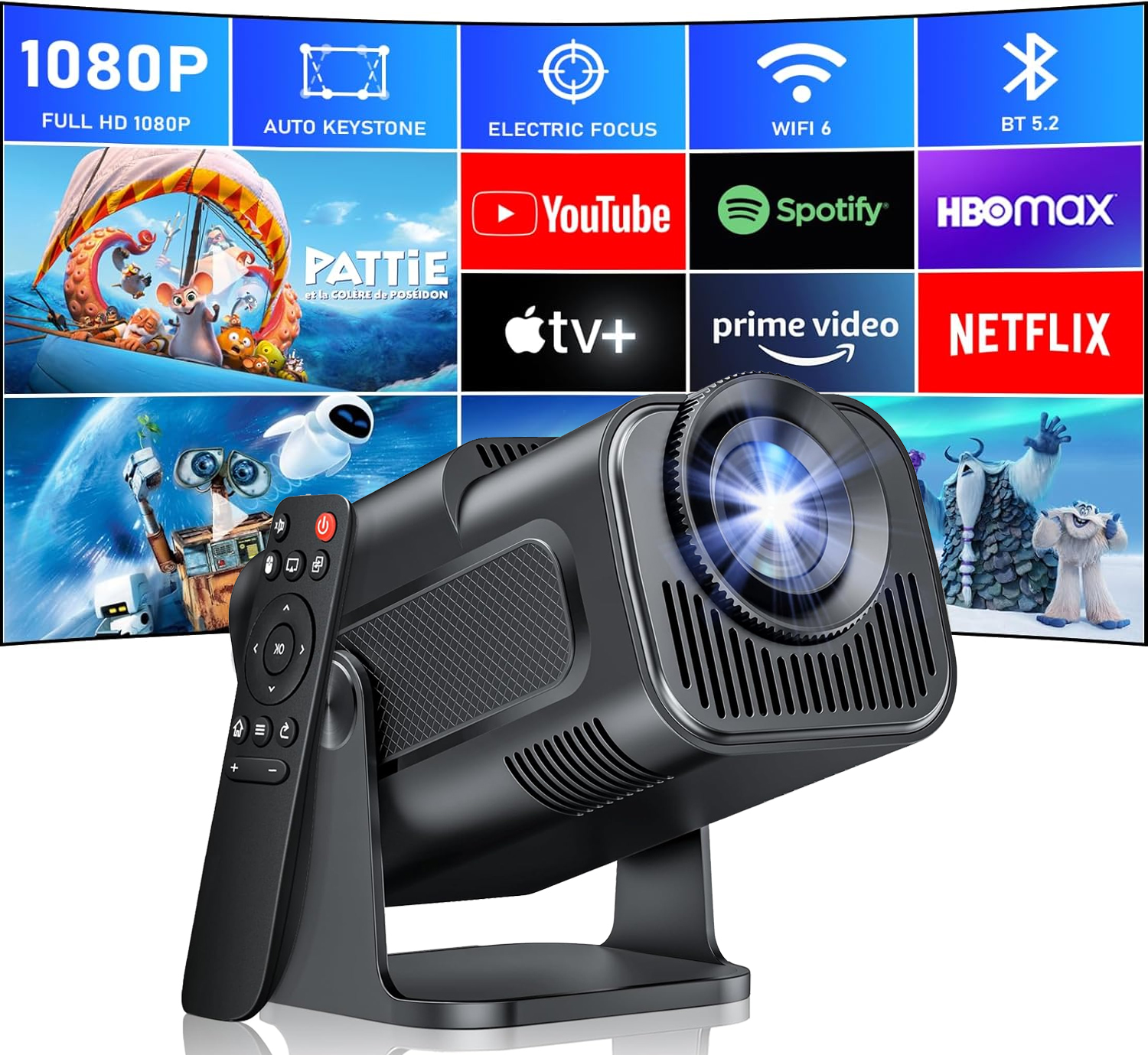 Home Cinema Setup - Портативный проектор, поддержка 4K, Wi-Fi 6,
