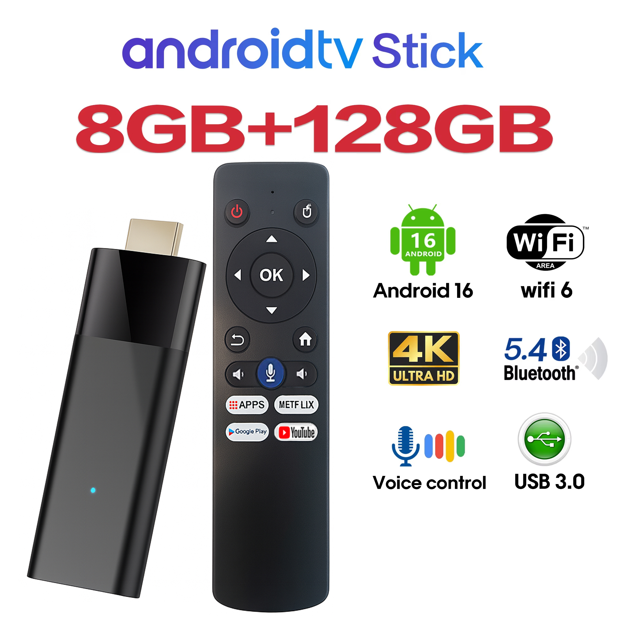 4K Media Player - 4K Android 16 TV Stick Smart