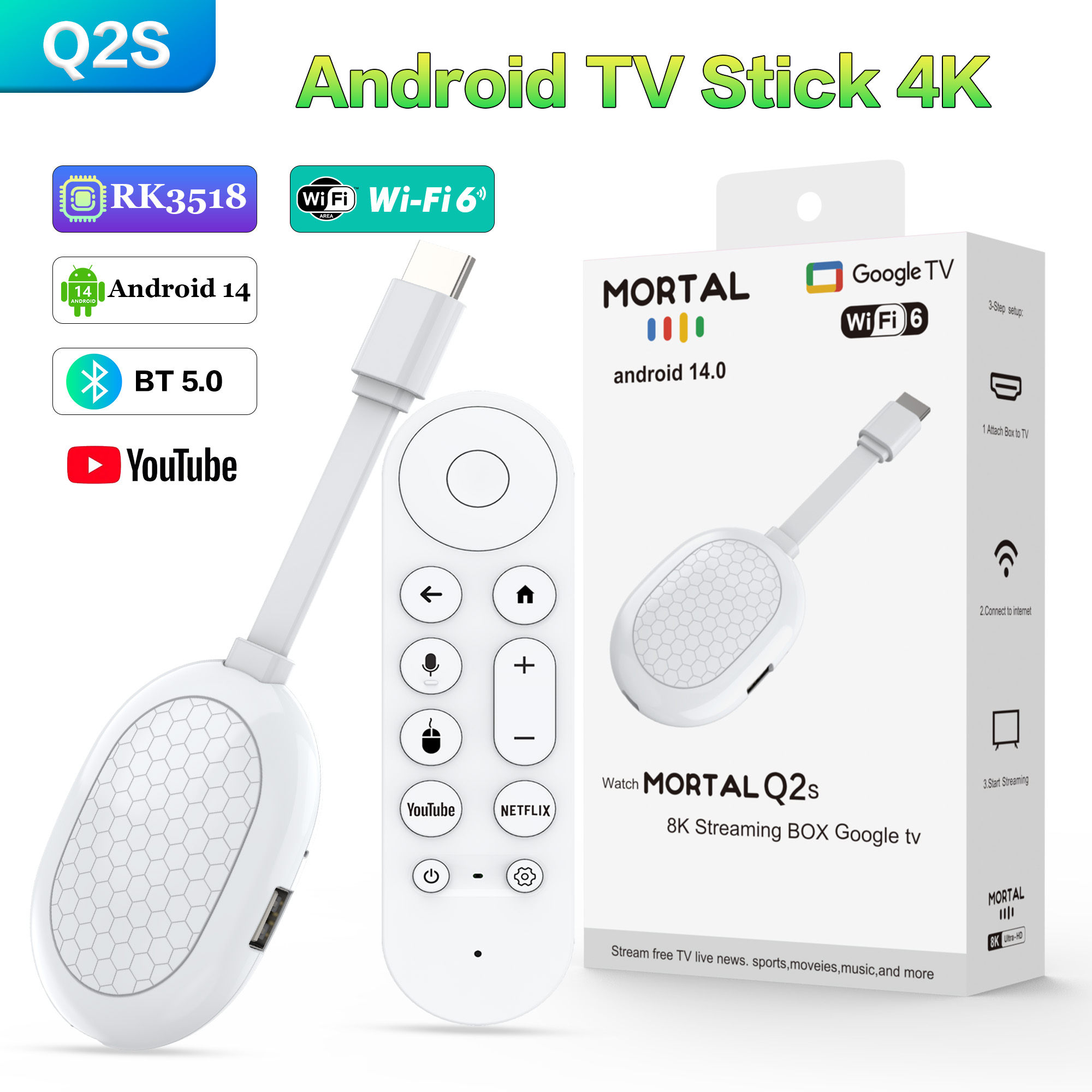 4K Media Player - Новый смарт-ТВ-стик Q2S на Android 14