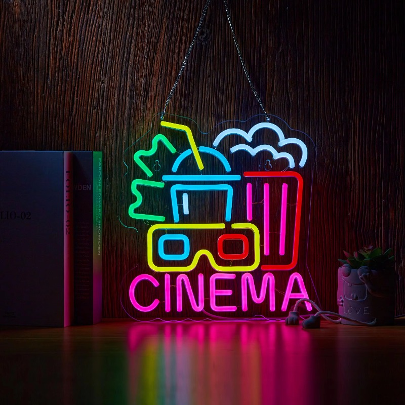 Home Cinema Wall Lights - Неоновая вывеска для кинотеатра, ночь в