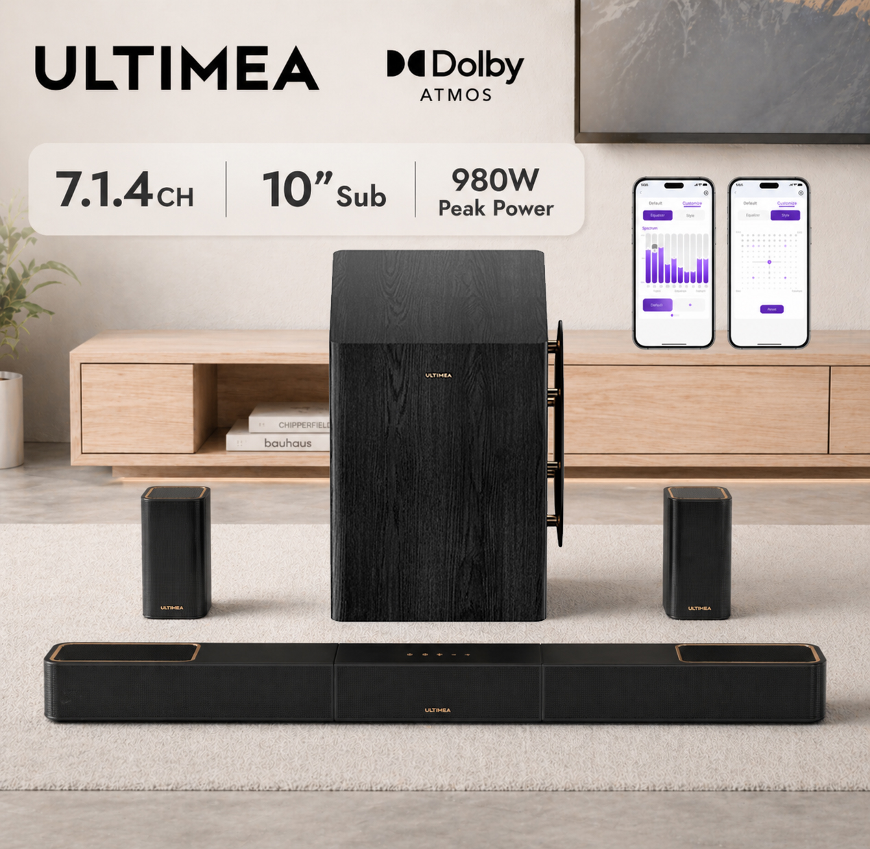 Home Cinema Dolby Atmos 7.1 - Саундбар ULTIMEA 7.1.4ch, система объемного звучания