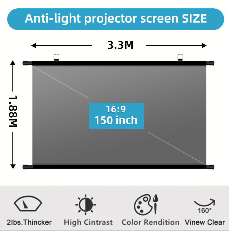 Home Cinema Projector Screen - 150-дюймовый проекционный экран 16:9 с защитой