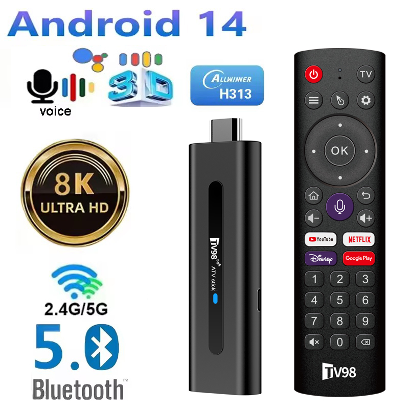 4K Media Player - ТВ-приставка TV98 ATV Stick Smart Android