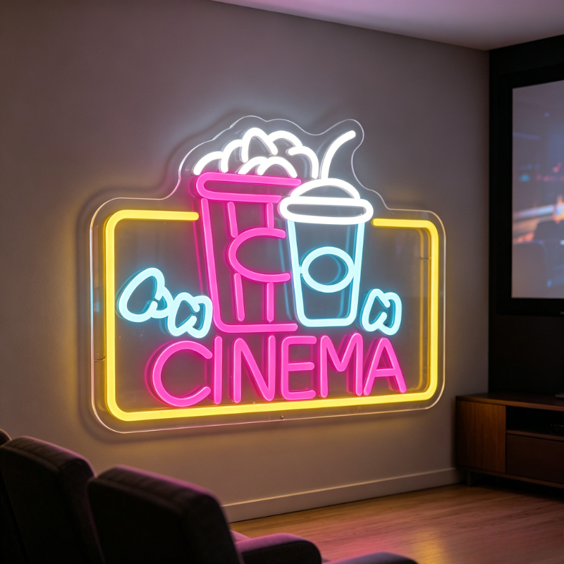 Home Cinema Wall Lights - Неоновая вывеска CINEMA с USB-питанием, регулируемая
