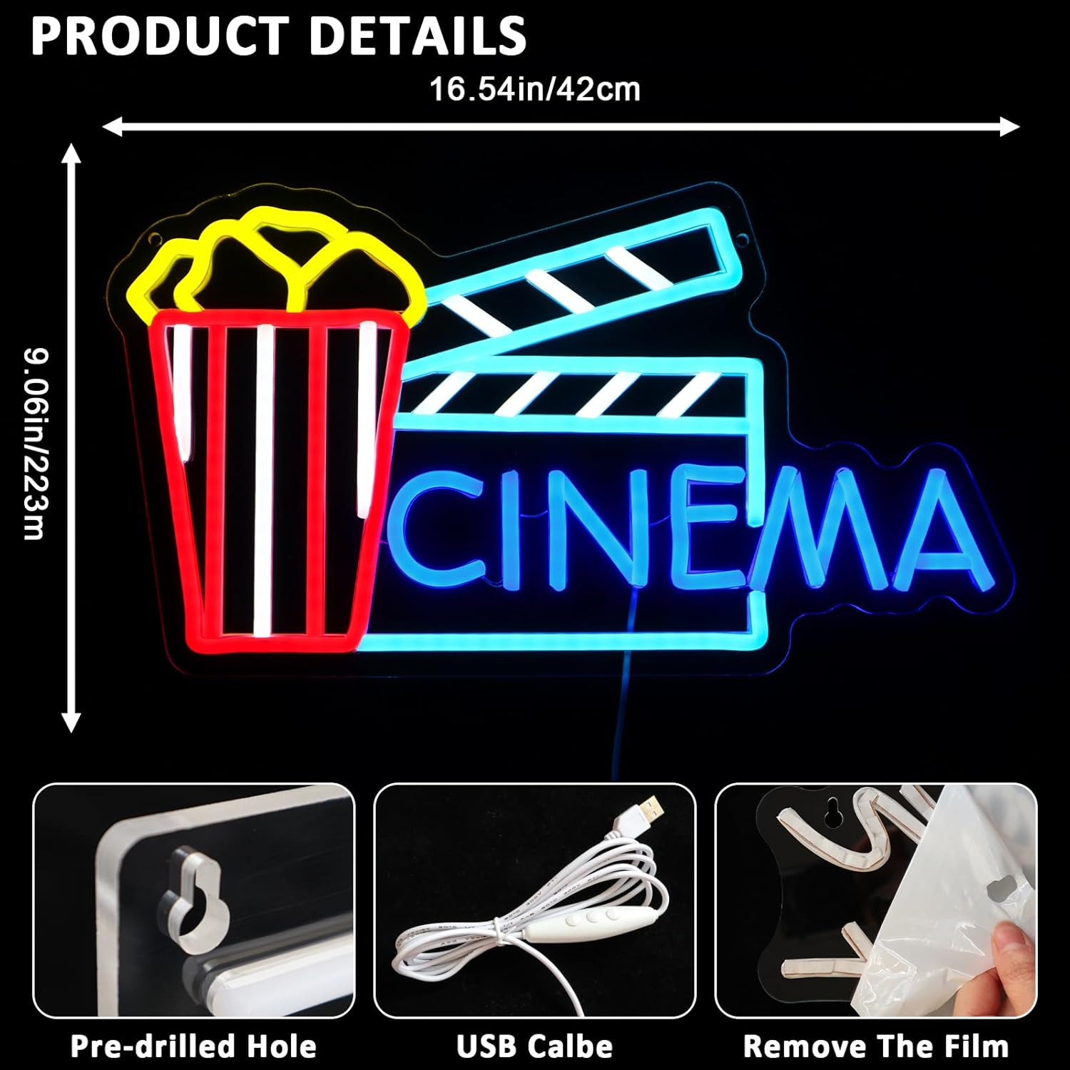 Неоновая вывеска «Кинотеатр»:  – обзор и цена Home Cinema Wall Lights
