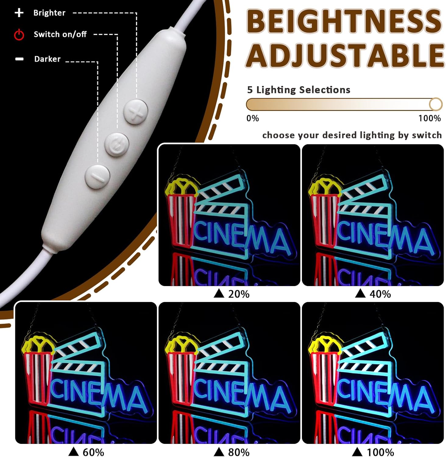 Неоновая вывеска «Кинотеатр»:  – обзор и цена Home Cinema Wall Lights
